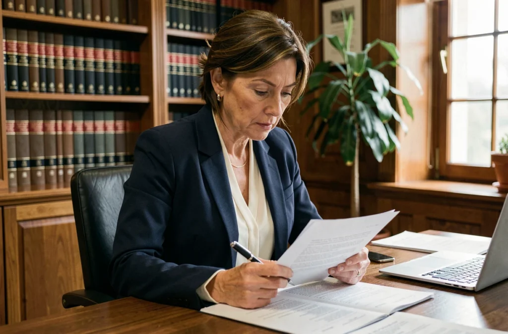 Femme consultant un avocat spécialisé pour comprendre ses droits à l'indemnisation des douleurs chroniques liées à une discopathie